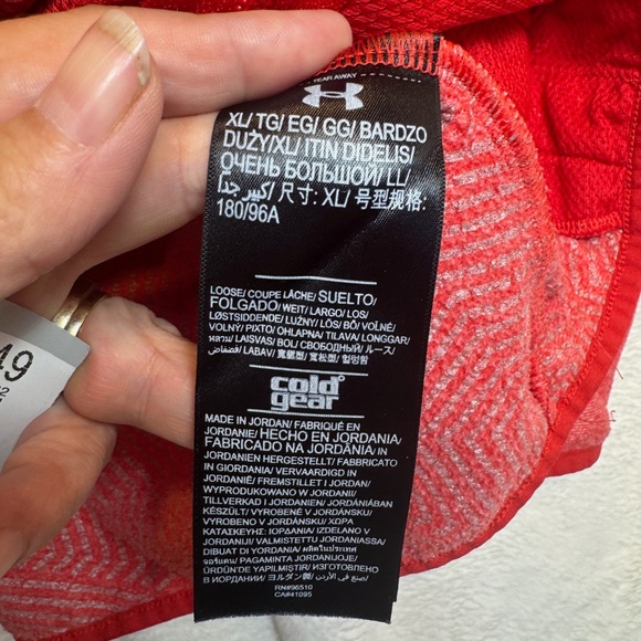 Under Armour Hoodie Mens Size XXL Red Full Zip Loose Sweatshirt Athletic Lightwe - Picture 3 of 9